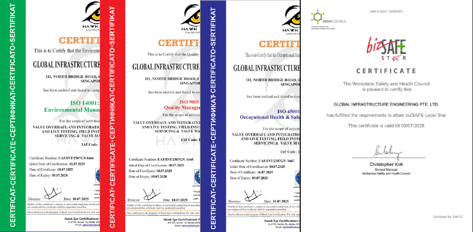 GIE ISO and bizSAFE Star certification badges